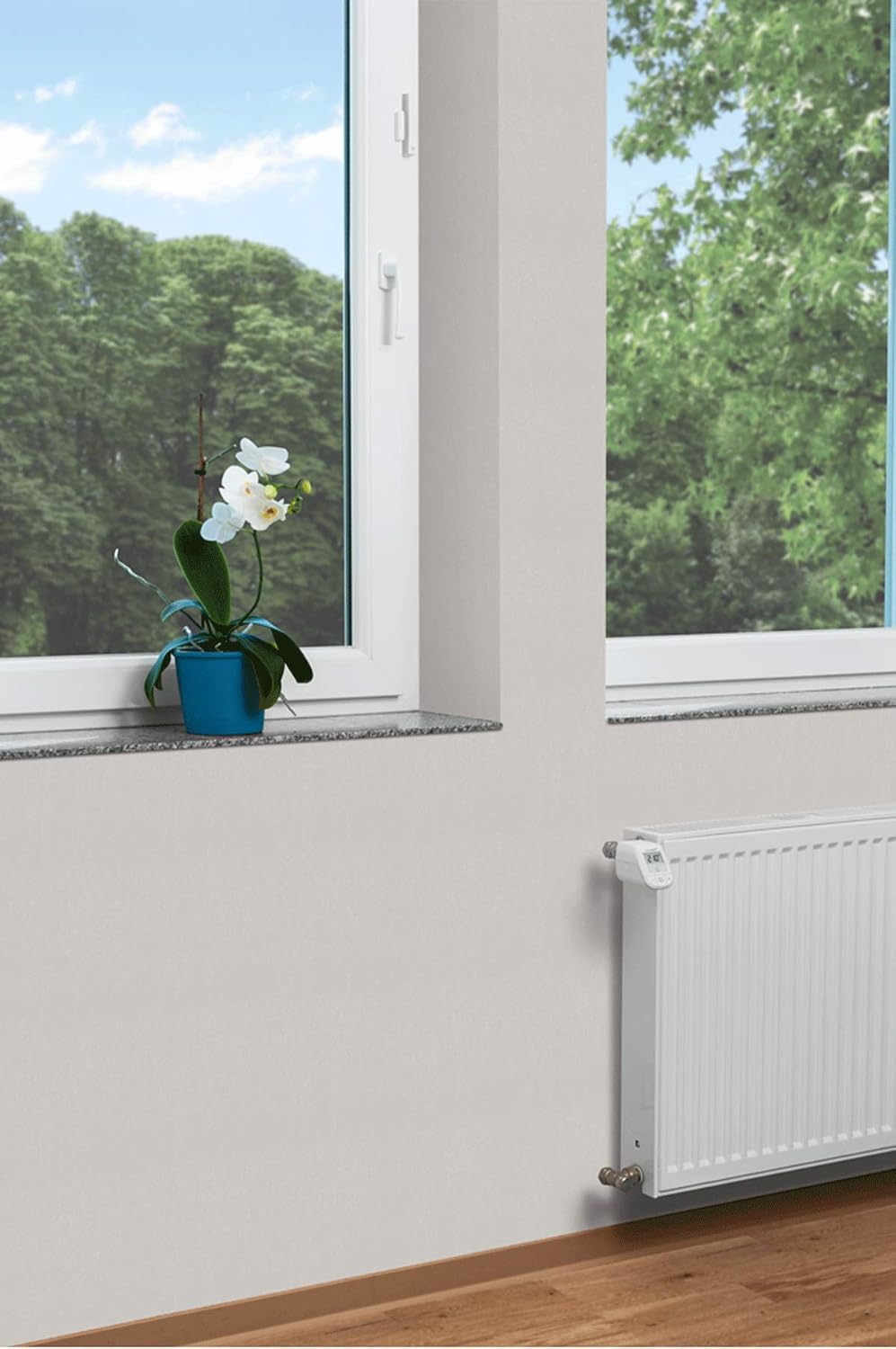 Homematic IP Heizkörperthermostat mit Thermostat & Sensor, Set Heizen – easy connect