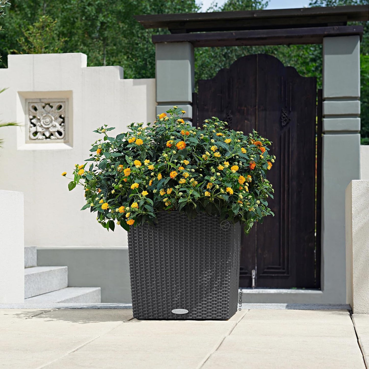 Cube Cottage Pflanzgefäss, Pflanzgefäss mit Erd-Bewässerungs-System 39 x 39 x 40 cm Granit