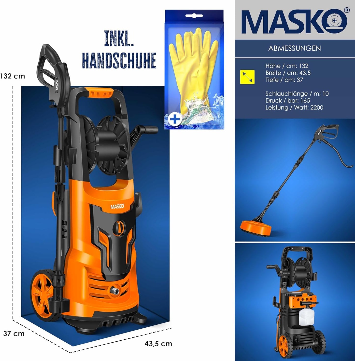 Hochdruckreiniger mit Zubehör-Set, Orange