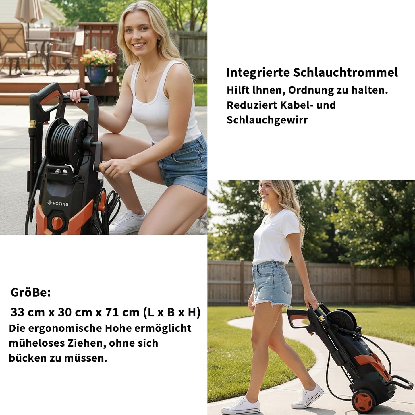 Hochdruckreiniger 180 Bar mit 6-in-1 Düse, Rot