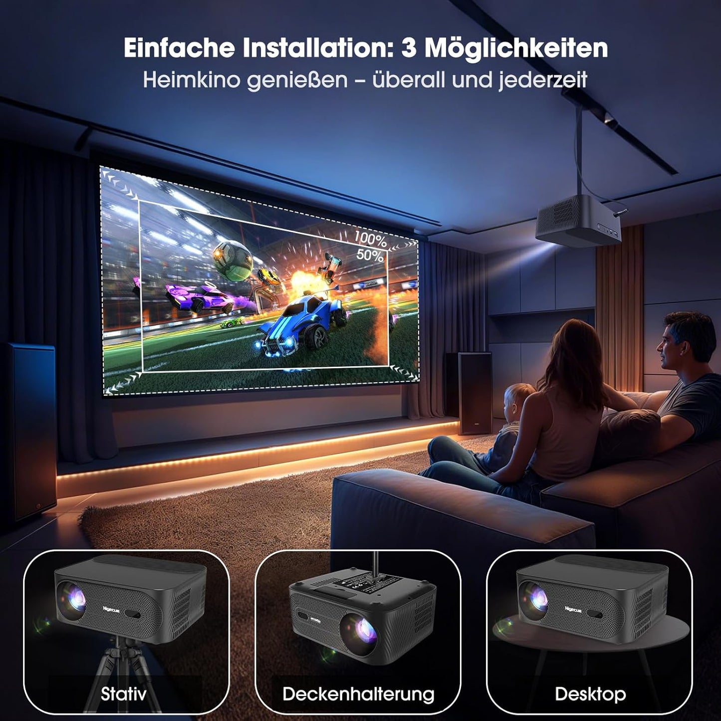 4K Heimkino Beamer YG381 mit Autofokus & Dolby Audio, 1200 ANSI