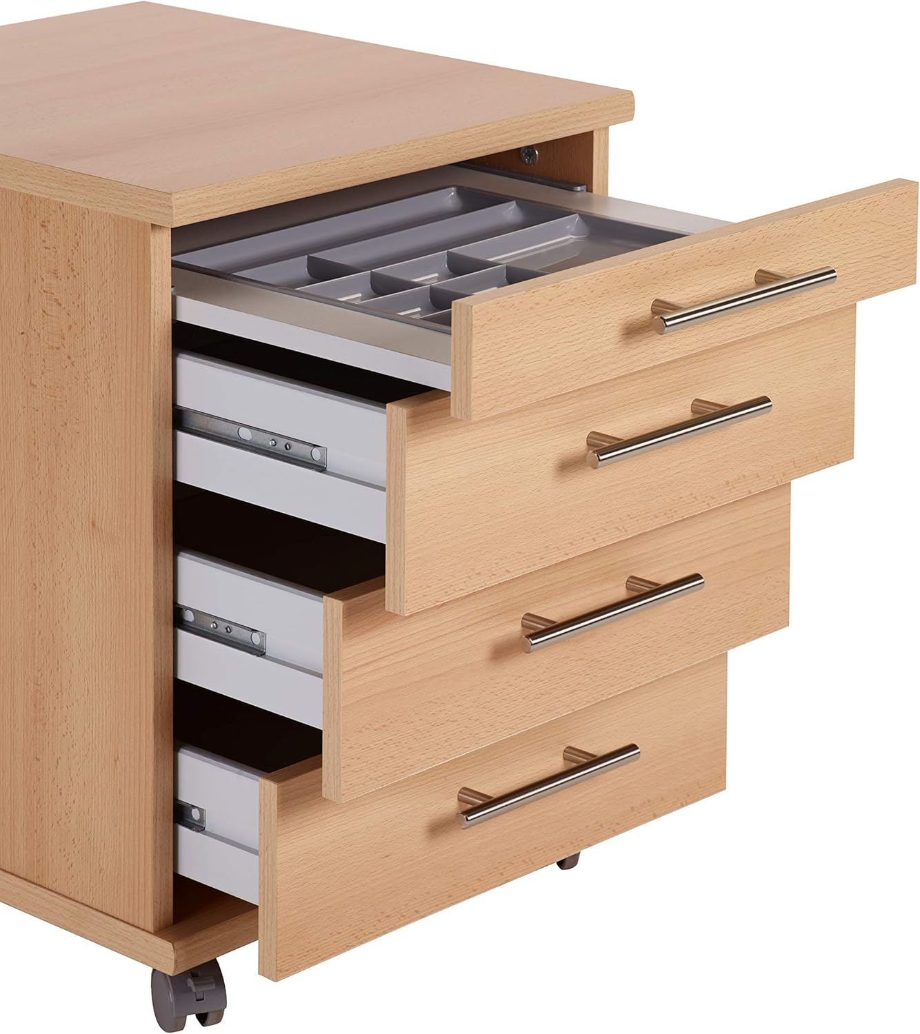 Rollcontainer Till, Samerbergbuche Dekor ca. 41,6 x 50,0 x 53,4/56,9 cm