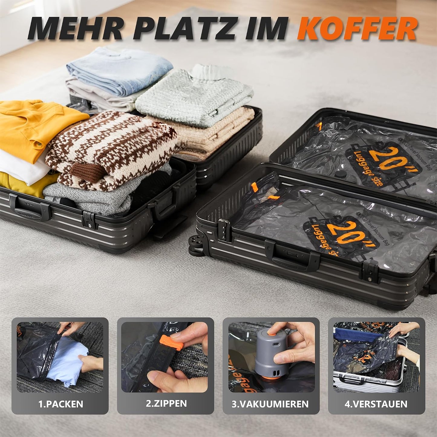 16-teiliges Vakuumbeutel-Set mit kabelloser Pumpe, 16 Stück