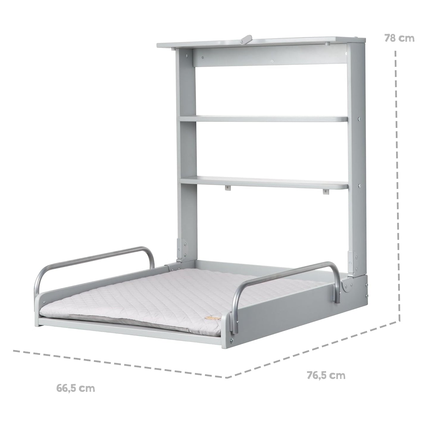 Klappbares Wandwickelregal mit Wickelauflage, Taupe