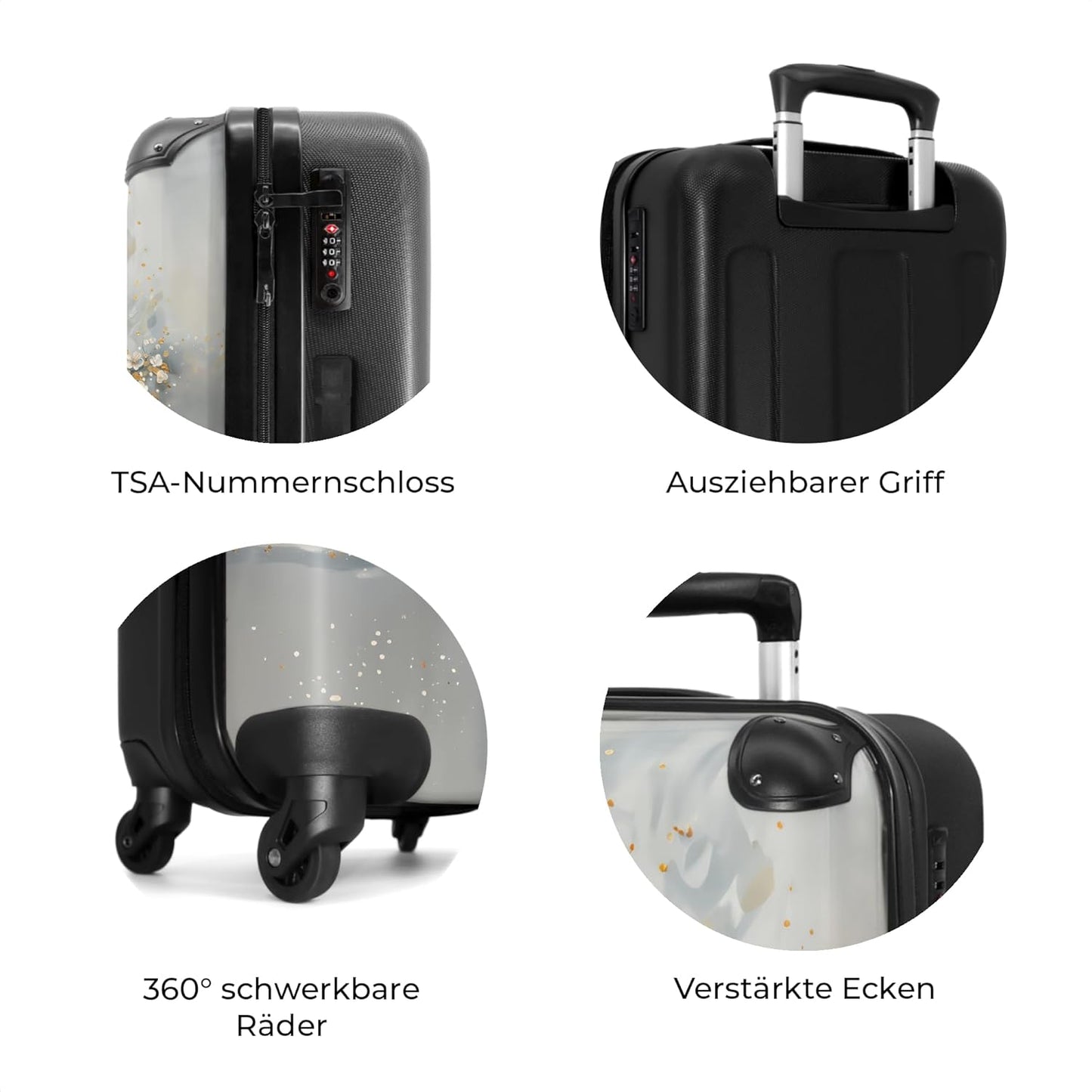 Hartschalenkoffer mit 4 Rollen, Lebensbaum - Gold M