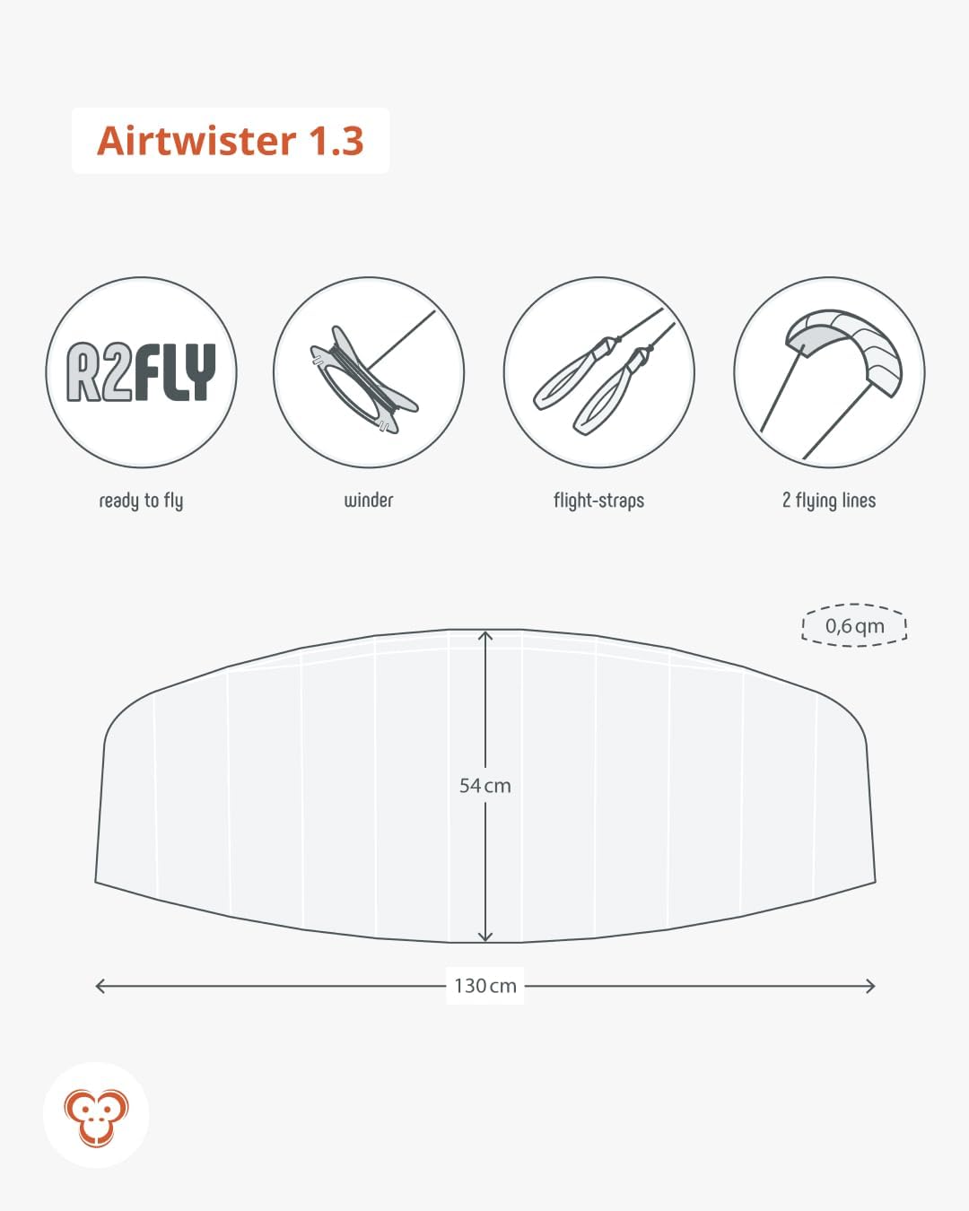 Airtwister Lenkmatte mit Packsack und Flugschlaufen, Multicolor 130.0 Zentimeter
