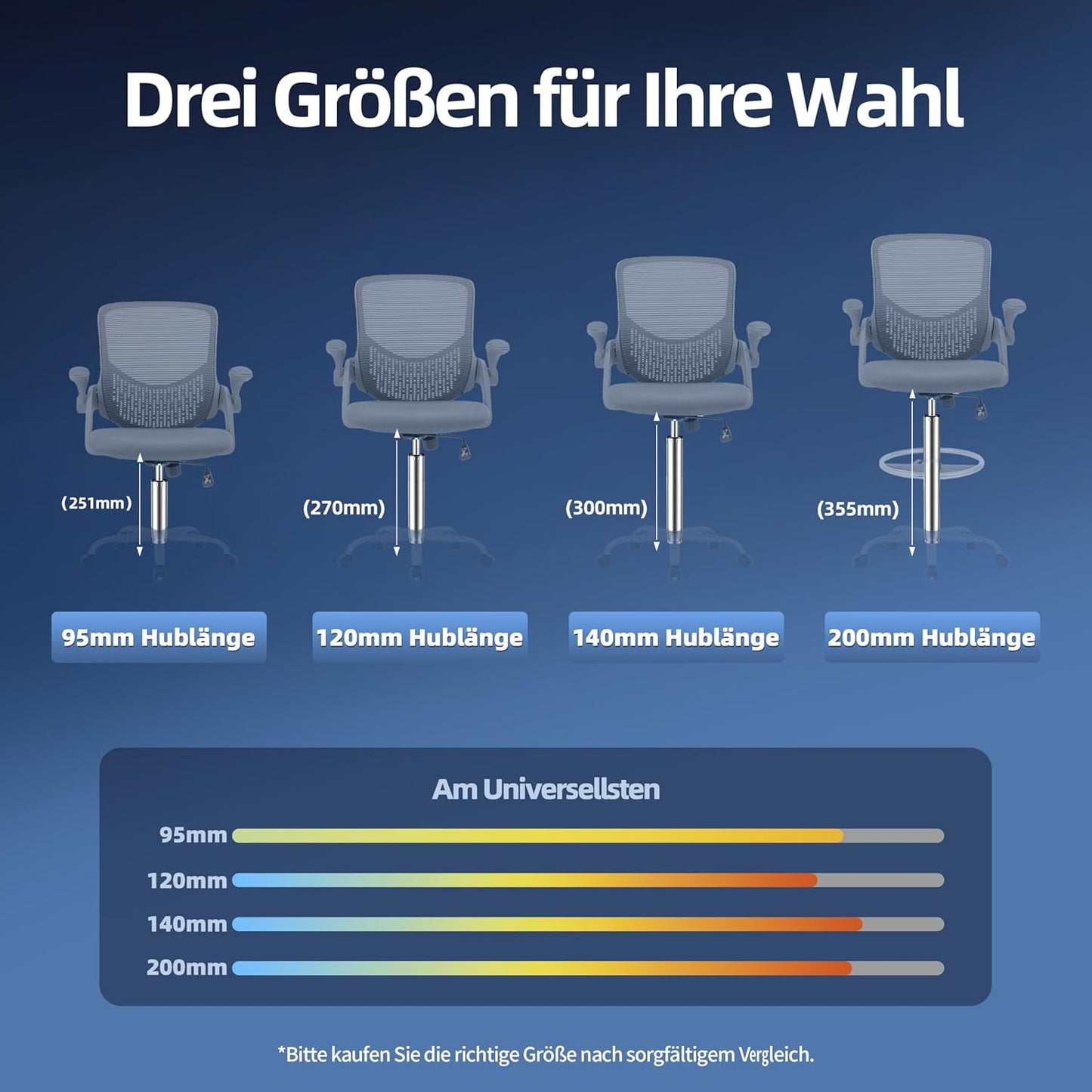 Gasdruckfeder für Hocker und Drehstuhl, Gesamtlänge 37cm - 56cm|Silber