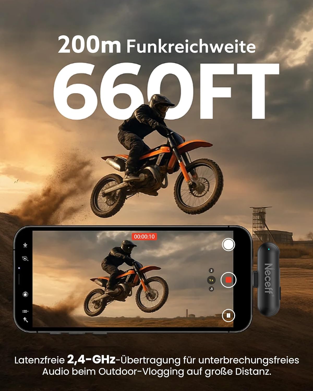 Echo Air 2 Lavalier Mikrofon USB-C für Smartphones, Elfenbeinschwarz