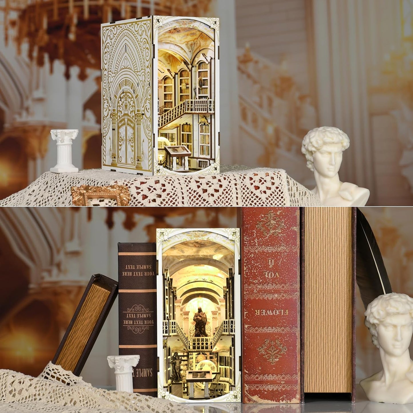 Book Nook Kit Library of Gods mit LED-Licht, Library Of Gods
