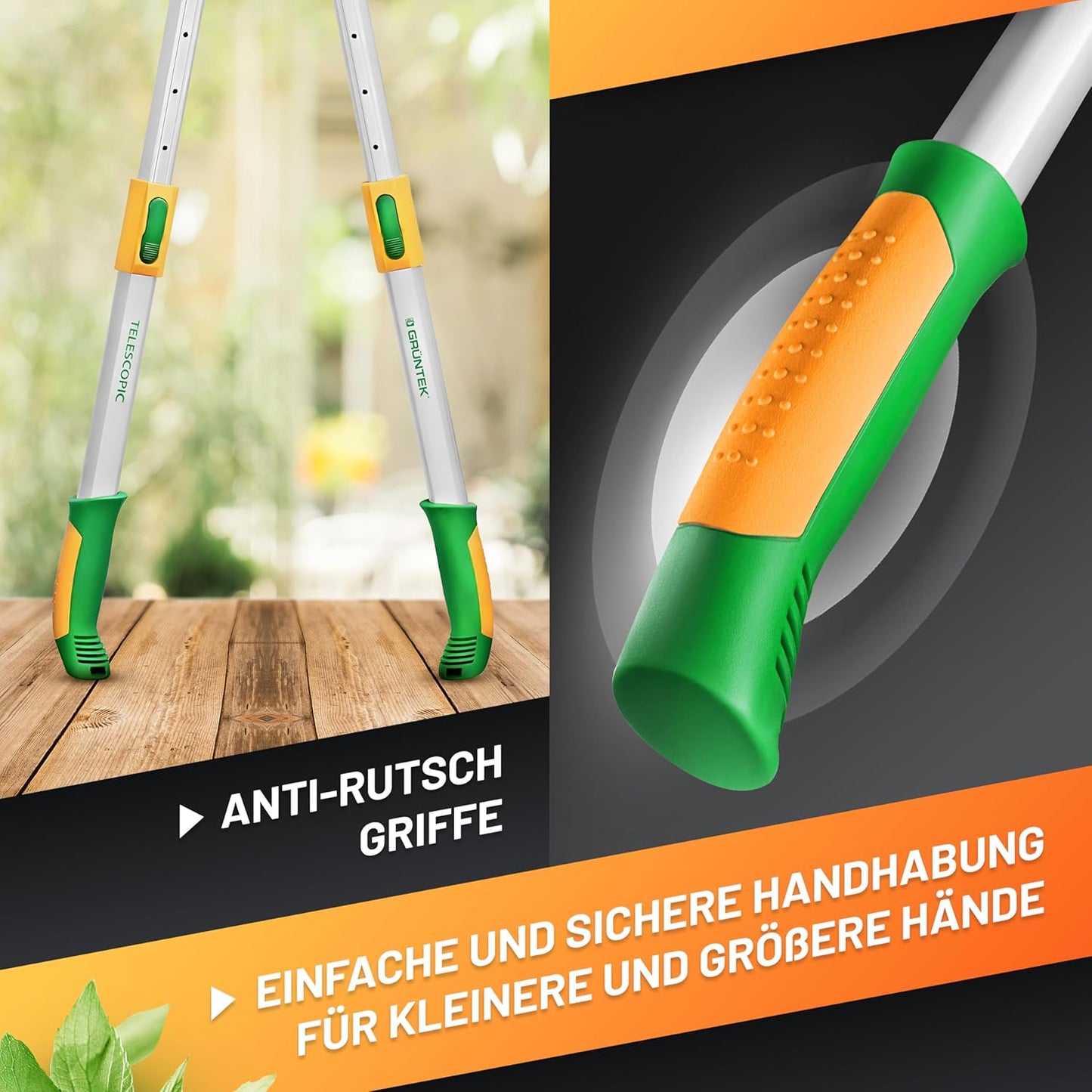 Teleskop-Astschere, 7-Fach-verstellbar, 1. Teleskop Amboss-Astschere