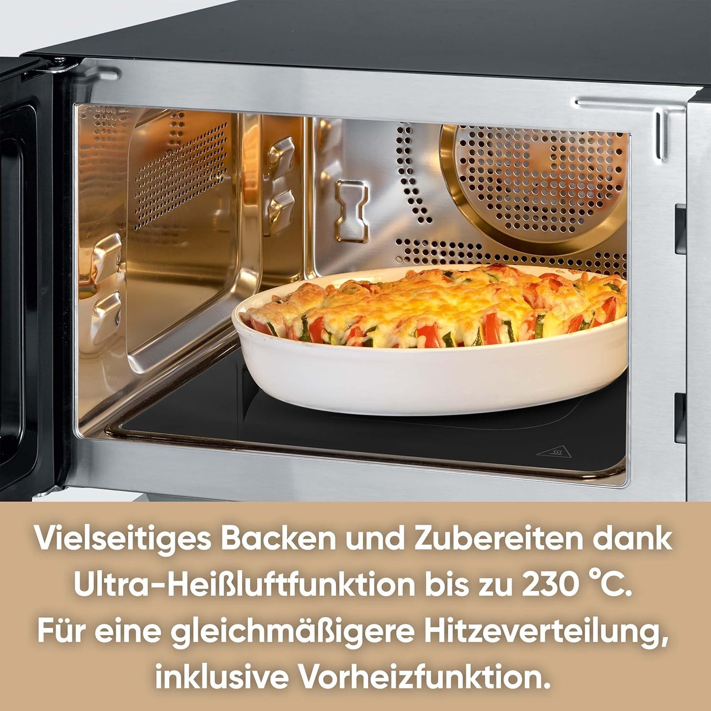 Mikrowelle MW 7777, Glasboden Grill und Heissluftfunktion 25l