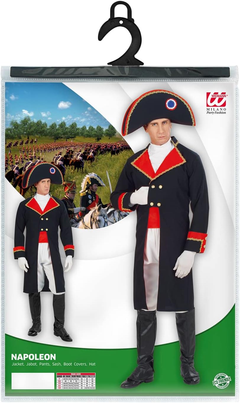 Napoleon Bonaparte Schlacht Uniform mit Jacke, Jabot, Hose, Gürtel, Stiefelüberzieher, Hut, 3XL