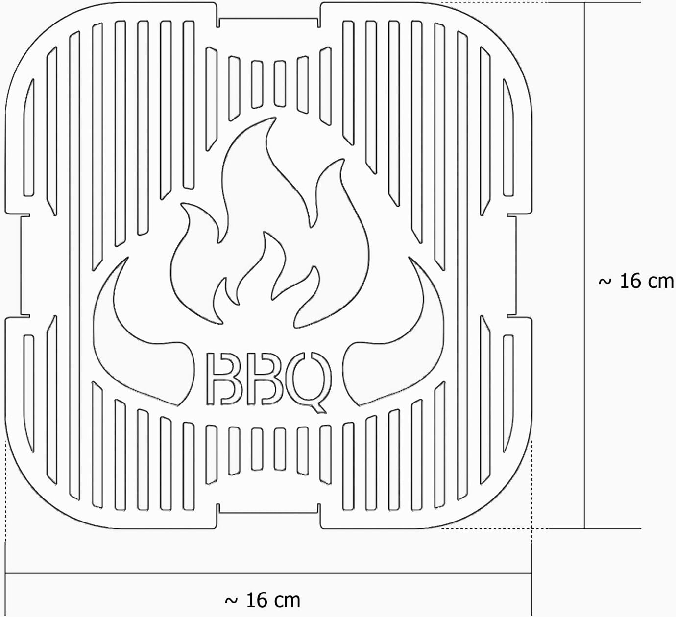 Grilleinsatz für Feuer- und Kugelgrills, BBQ Grilleinsatz 15cm