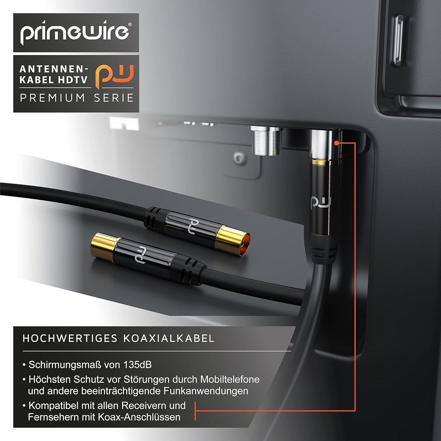 Antennenkabel HDTV 135dB 75 Ohm (7,5m), 7,5m schwarz