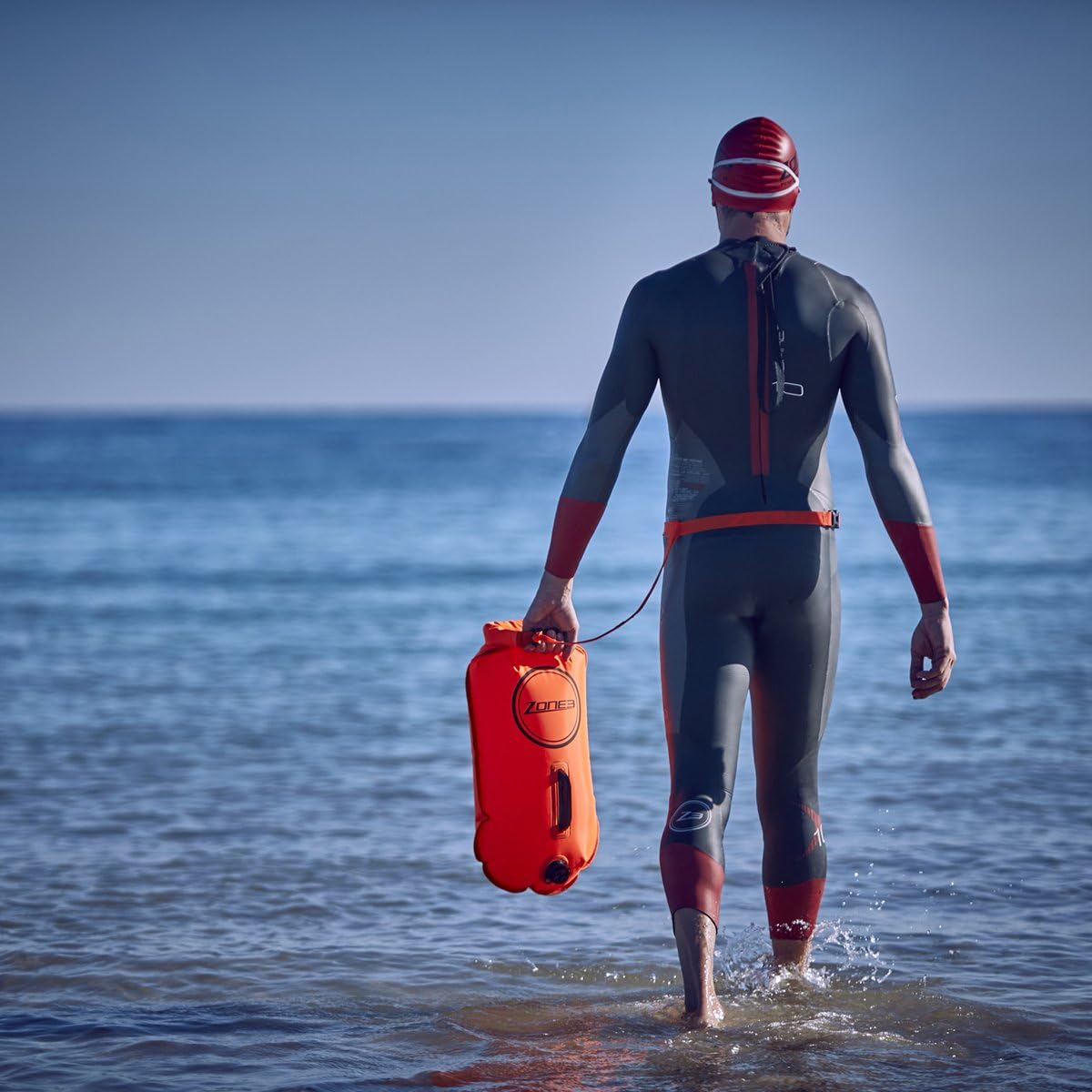 Schwimm-Sicherheitsboje mit Trockensack, Neon Orange 28L