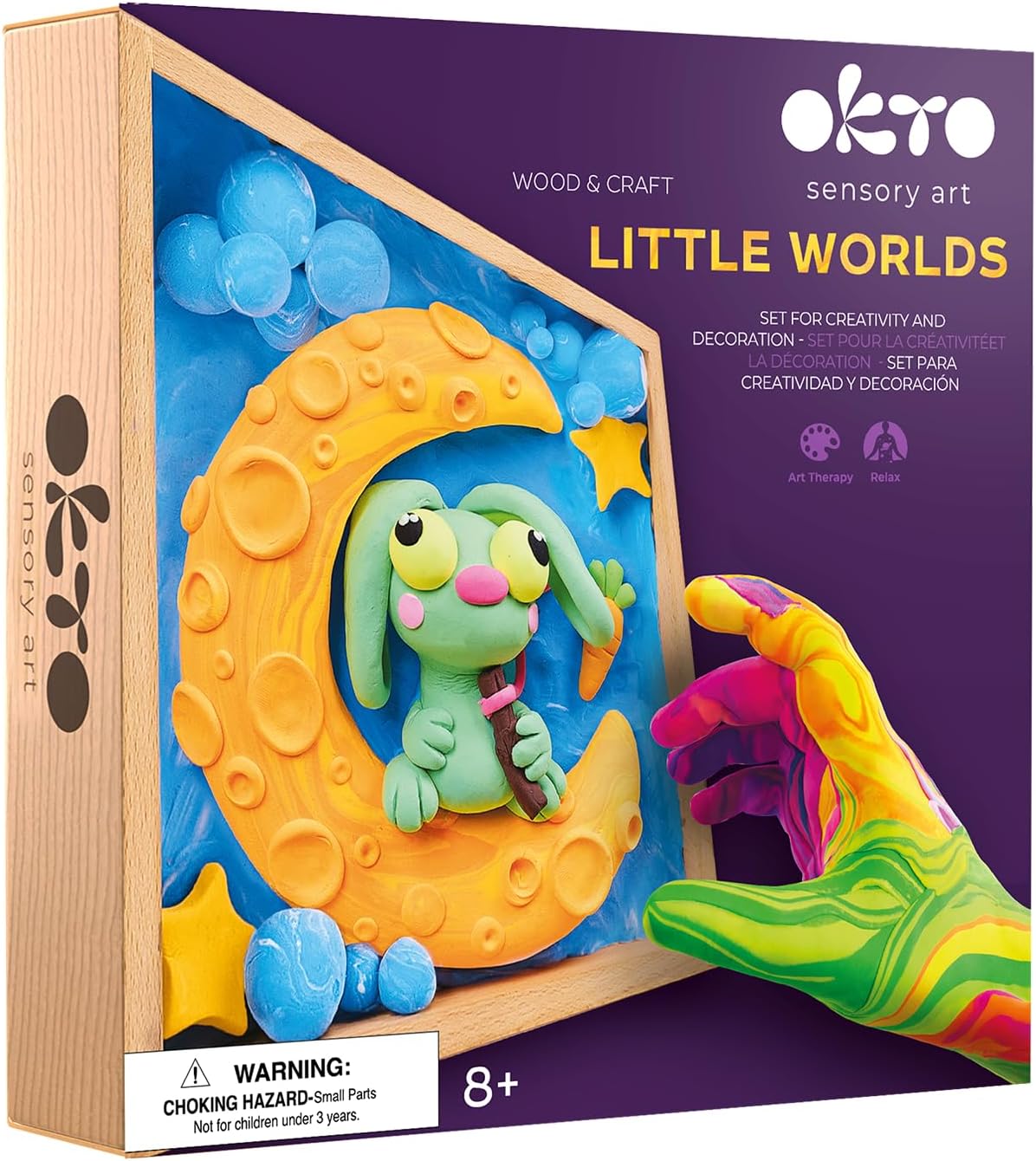 Kleine Welt 3D Hase im Mond im Holzkasten