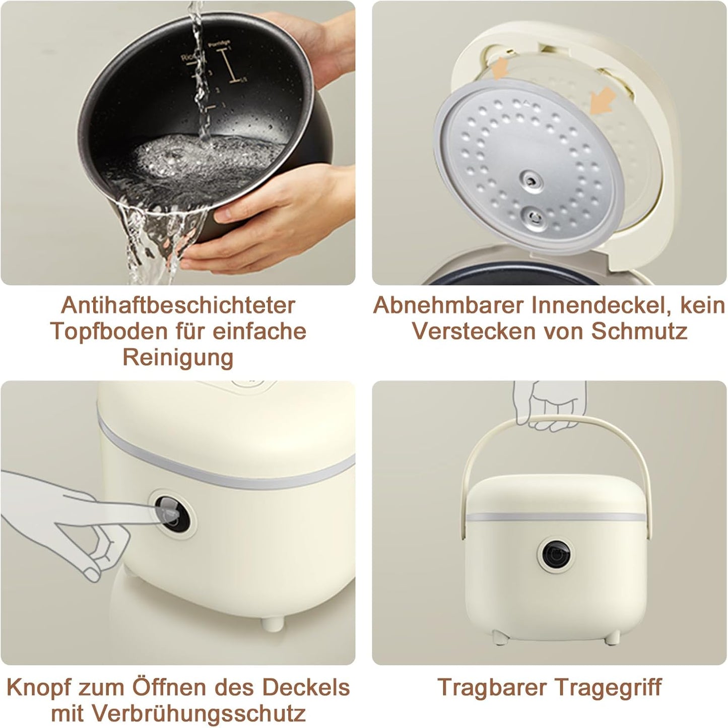 Reiskocher mit Dampfgarer-Funktion, 2L