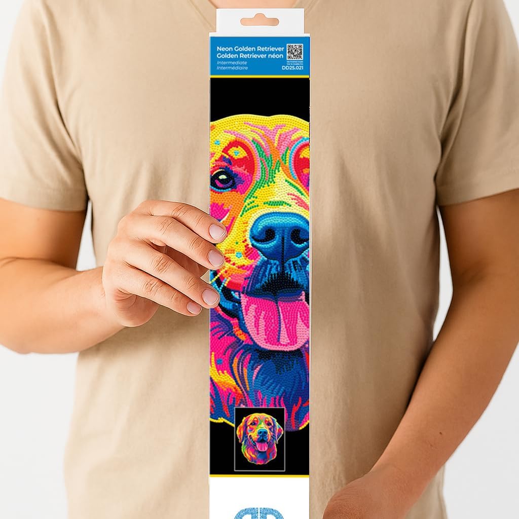 Diamond-Painting-Set Neon golden Retriever
