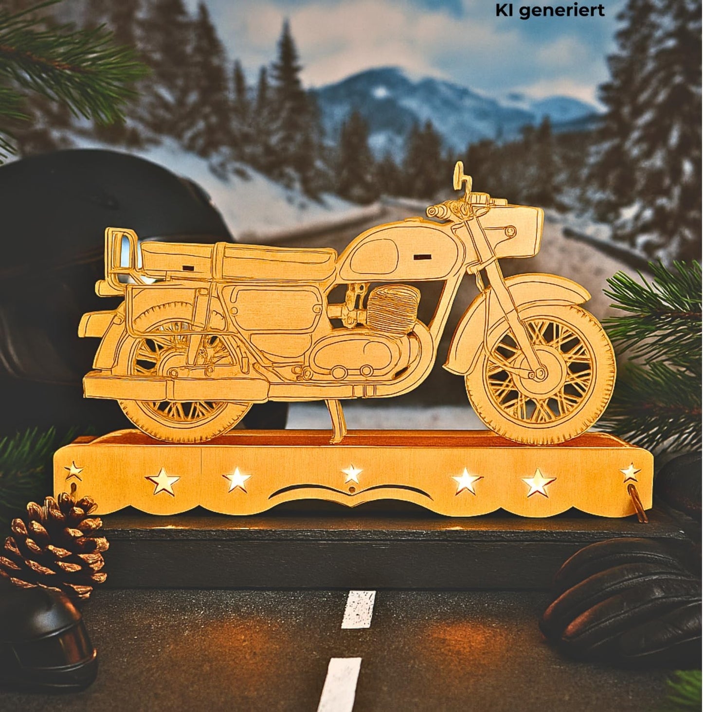 Ostalgie DDR Moped Schwibbogen mit LED-Beleuchtung, Modell D