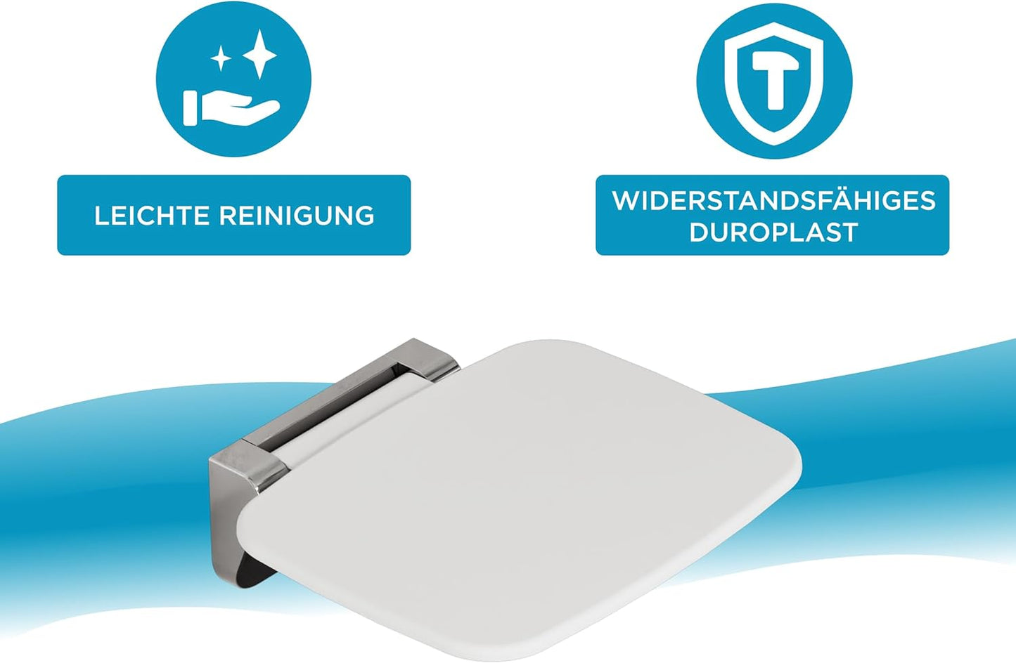 Duschklappsitz Duroplast zur Wandmontage, Weiß Duroplast