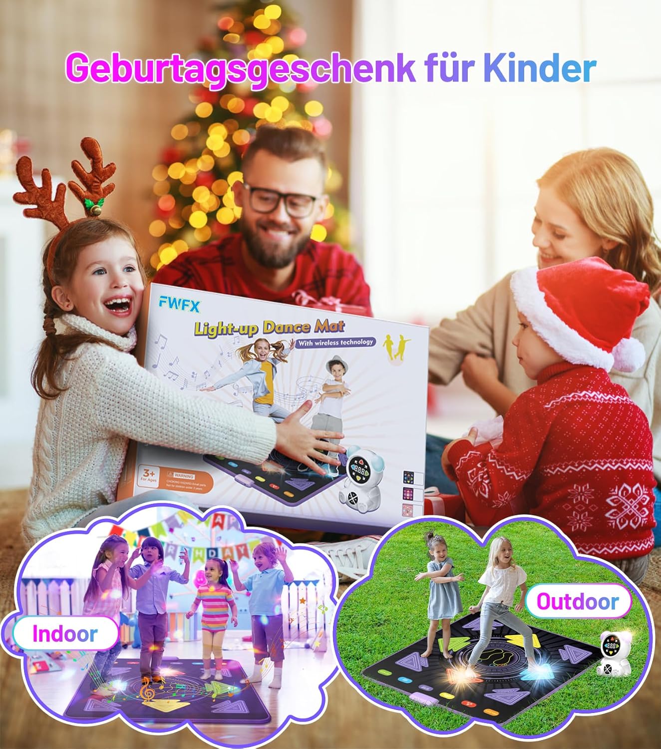 Tanzmatte mit Bluetooth-Musikplayer für Kinder, Mehrfarbig A
