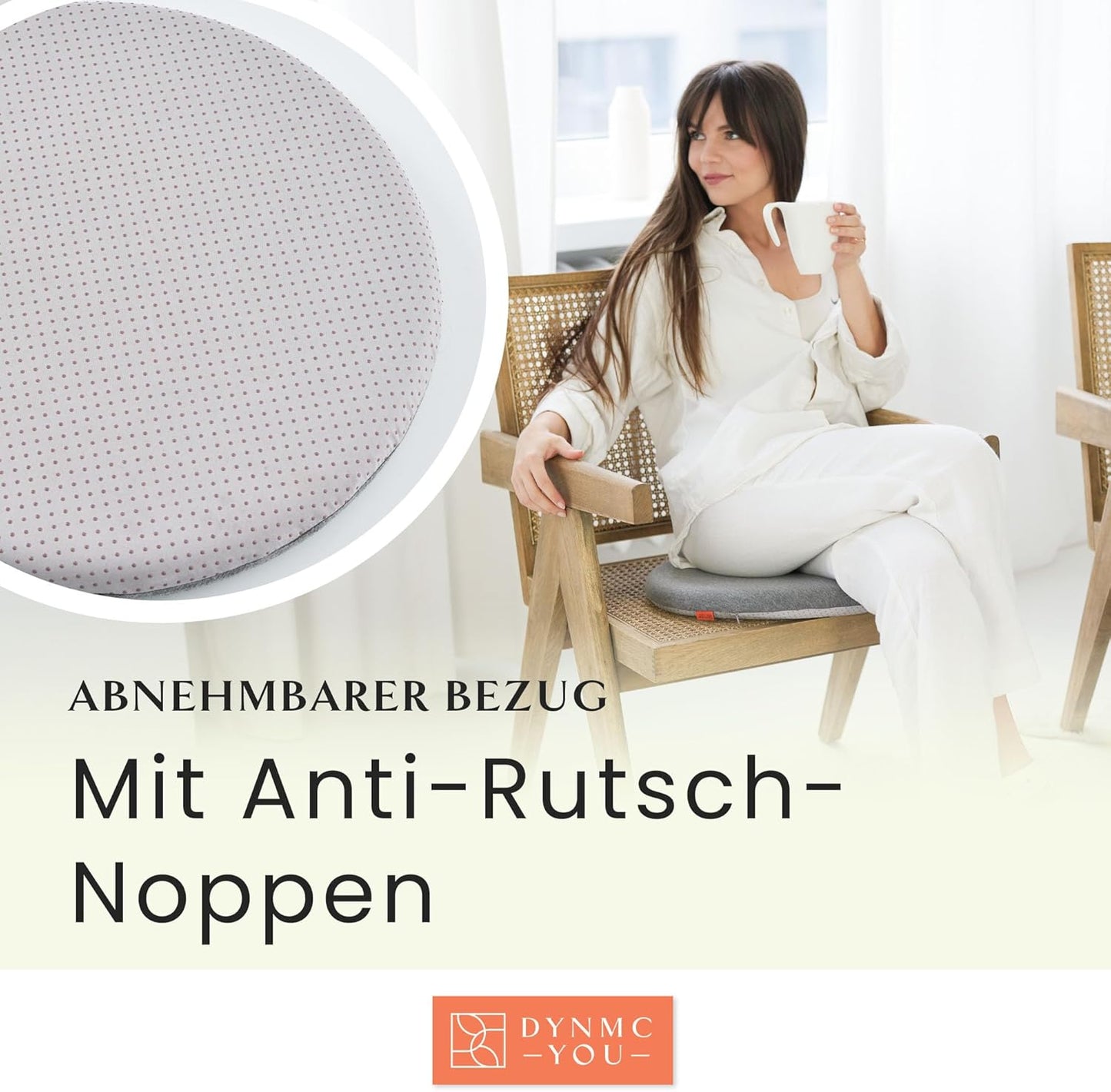 Memory-Foam Stuhlkissen (2er Set) für Esszimmer & Büro, Grau Rund 2 Pack
