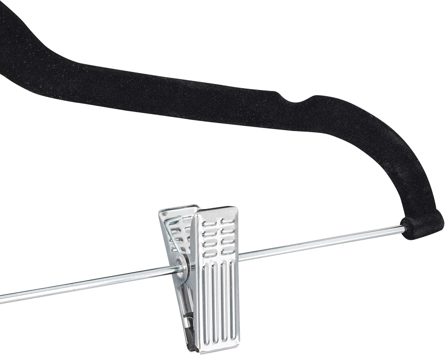Samtbügel-Set mit Clips und 360° Drehhaken, 1 Schwarz, Silber 22.5 x 43 x 2.8 cm