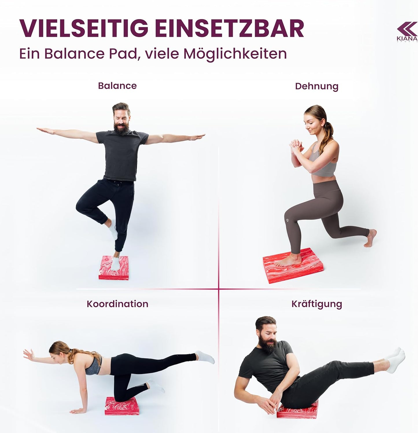 Balance Pad, 40 x 32 x 6 cm Rot
