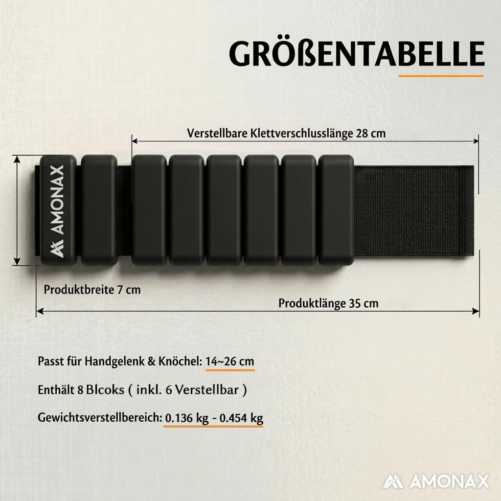 Gewichtsmanschetten-Set für Arme und Beine, 2x0,5kg, Schwarz - 0,5kg x 2