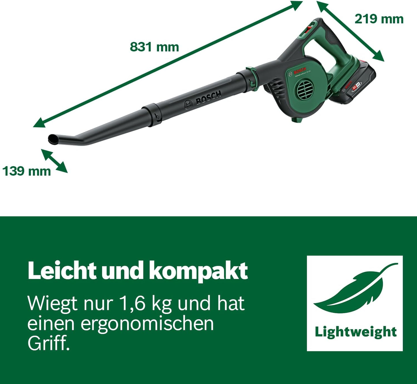 Akku-Laubbläser UniversalLeafBlower 18V-130, Laubbläser | ohne Akku, Neues Design | Classic Green