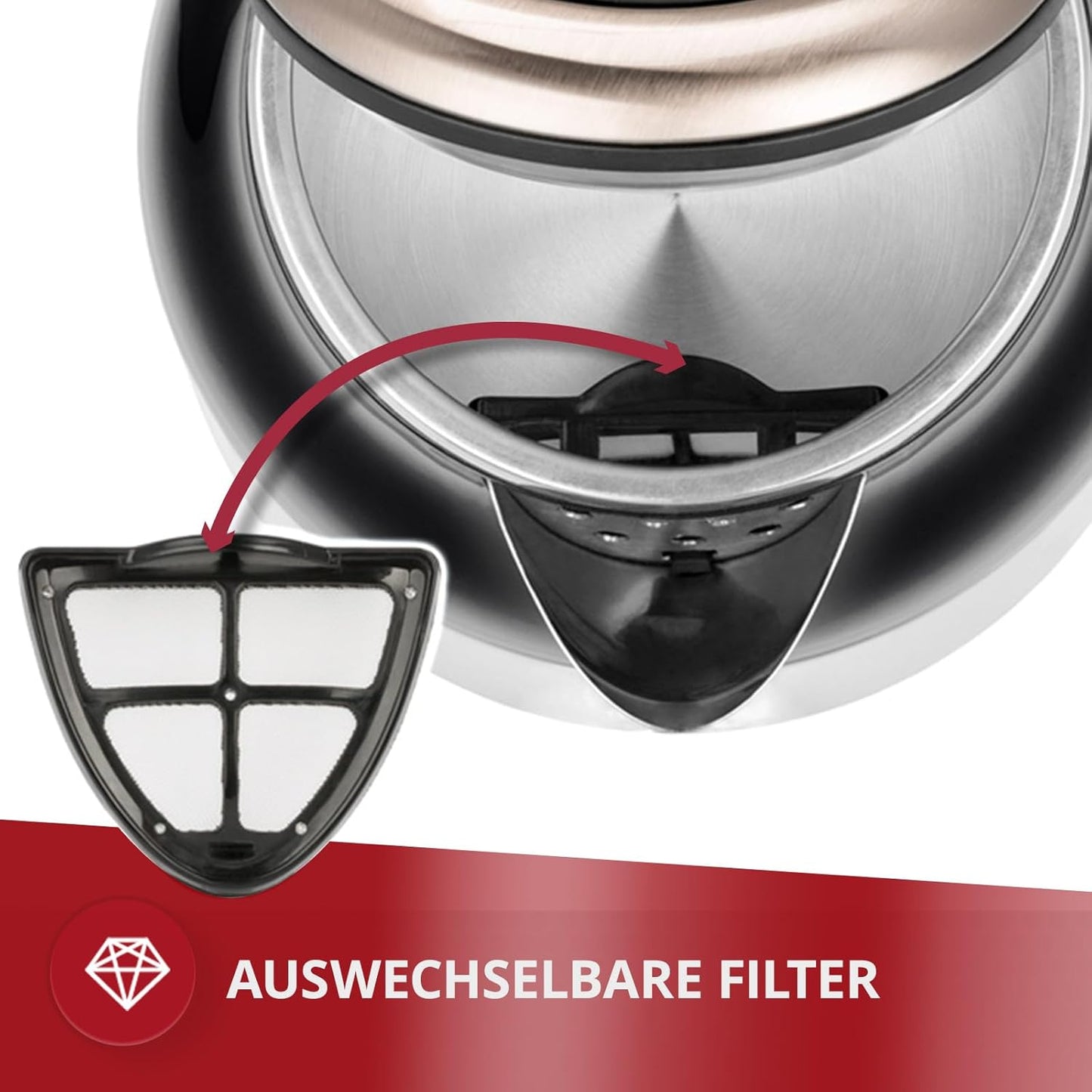 Elektrischer Wasserkocher MCZ-91, Black/ Edelstahl 1.7 Liter