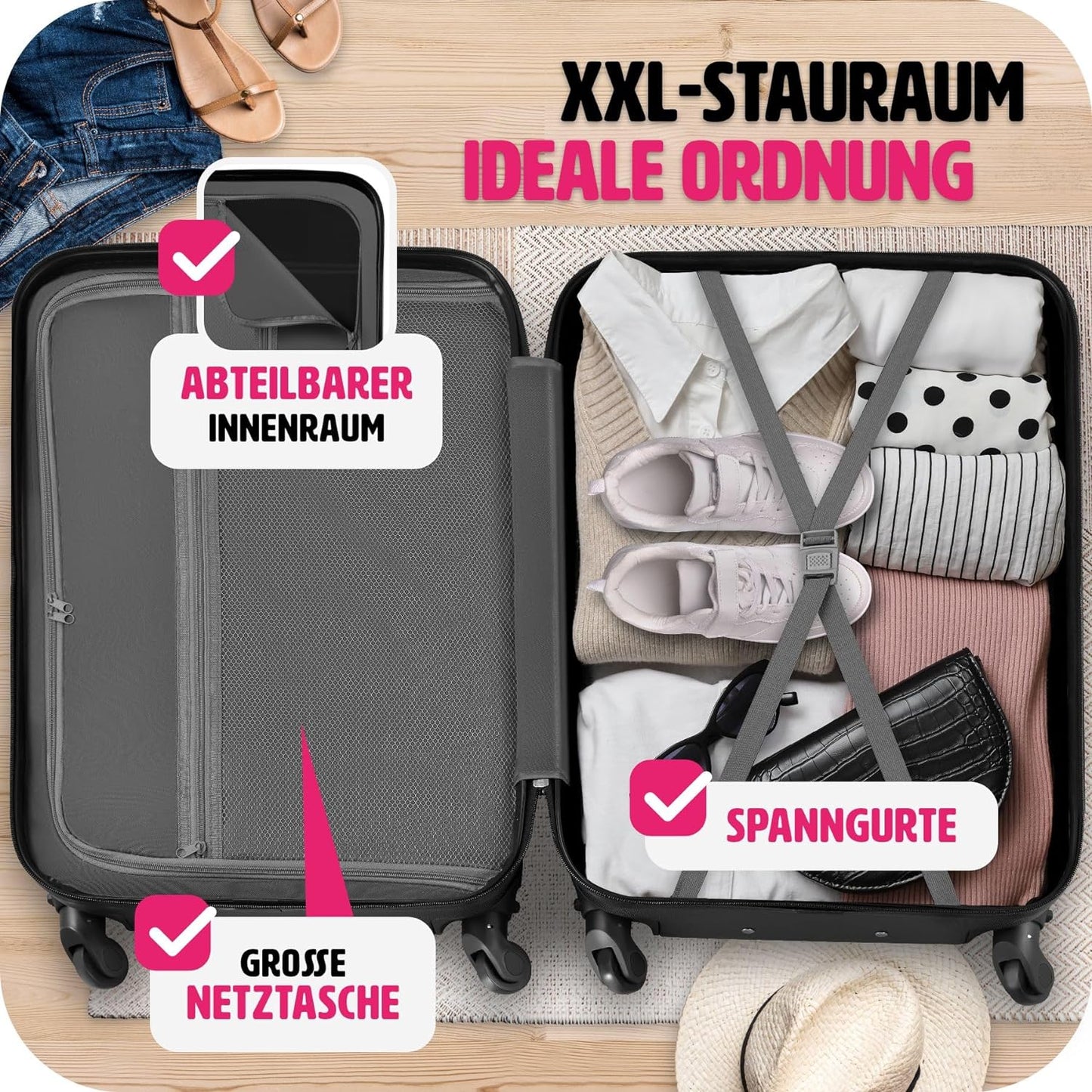Hartschalenkoffer Set, Schwarz | Nr. 402024