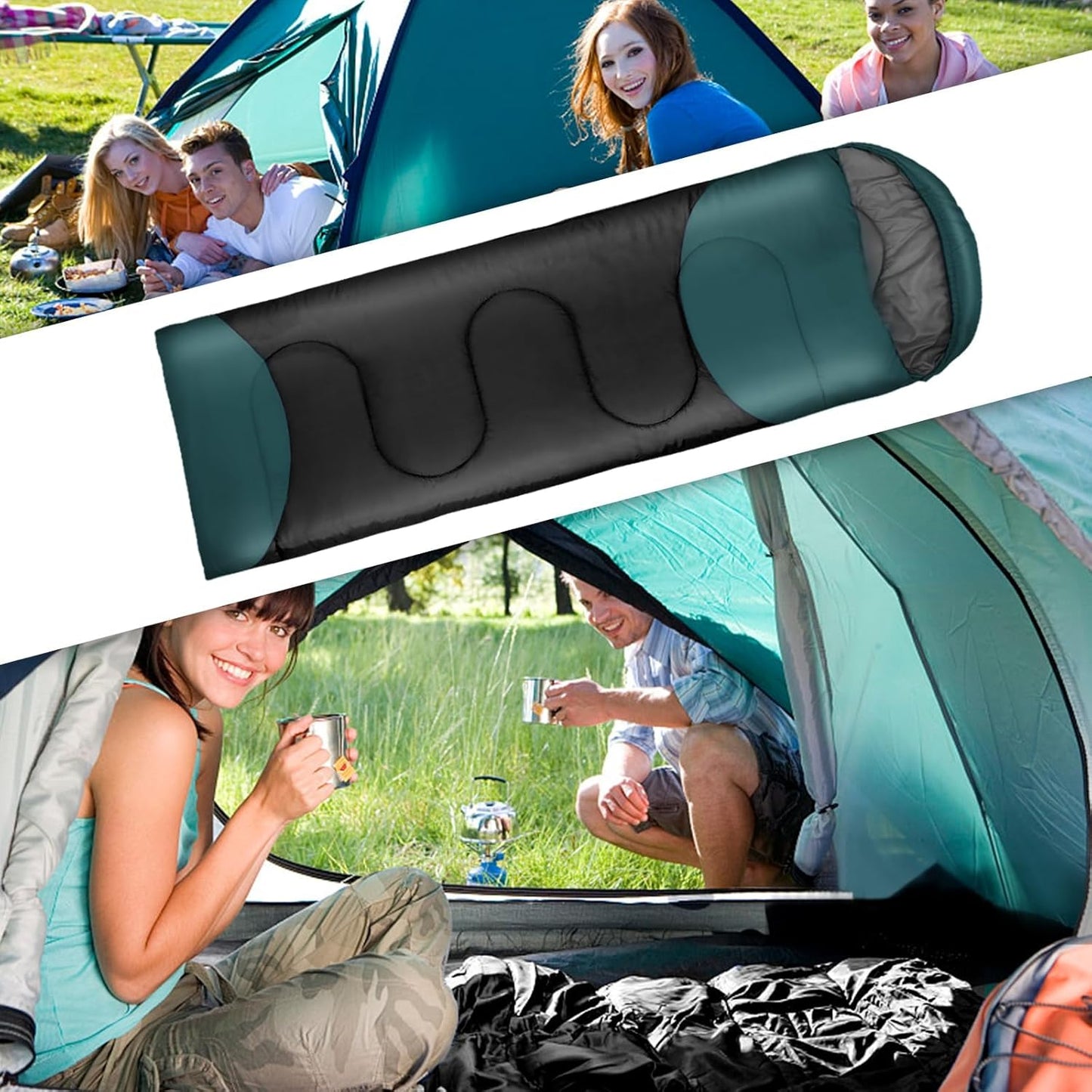 Drei Jahreszeiten Outdoor Schlafsack für Erwachsene, Dunkelgrün L
