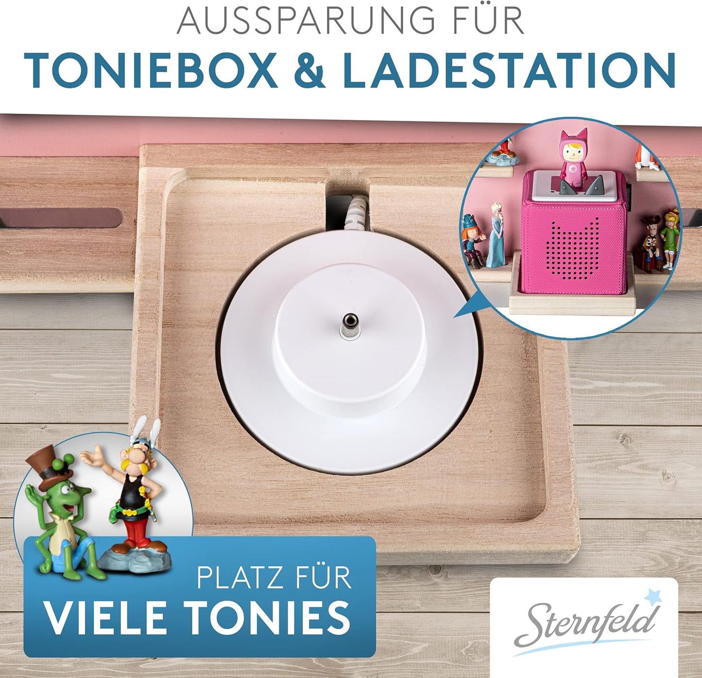 Magnetisches Tonie Regal STE-TO1000 für Toniebox & 52 Figuren, Rosa Platz für 52 Tonies