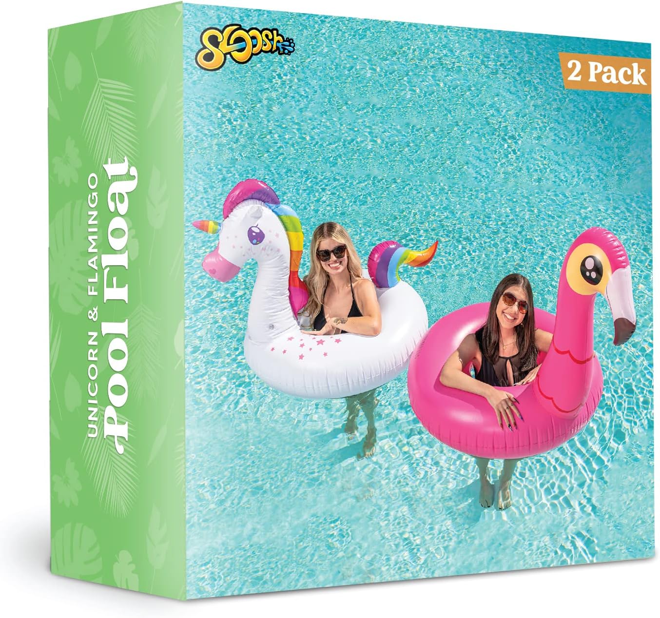 2er Pack aufblasbare Einhorn- und Flamingo-Luftmatratze mit Glitzer, 50cm Flamingo