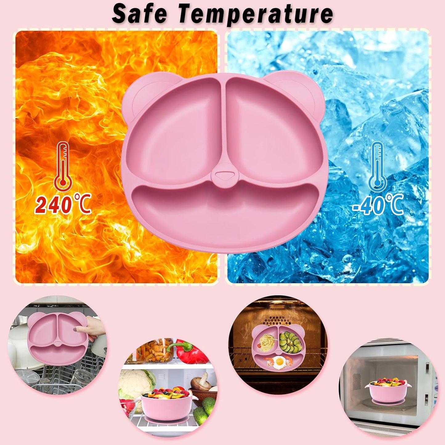 10-teiliges Baby-Geschirrset, Rosa