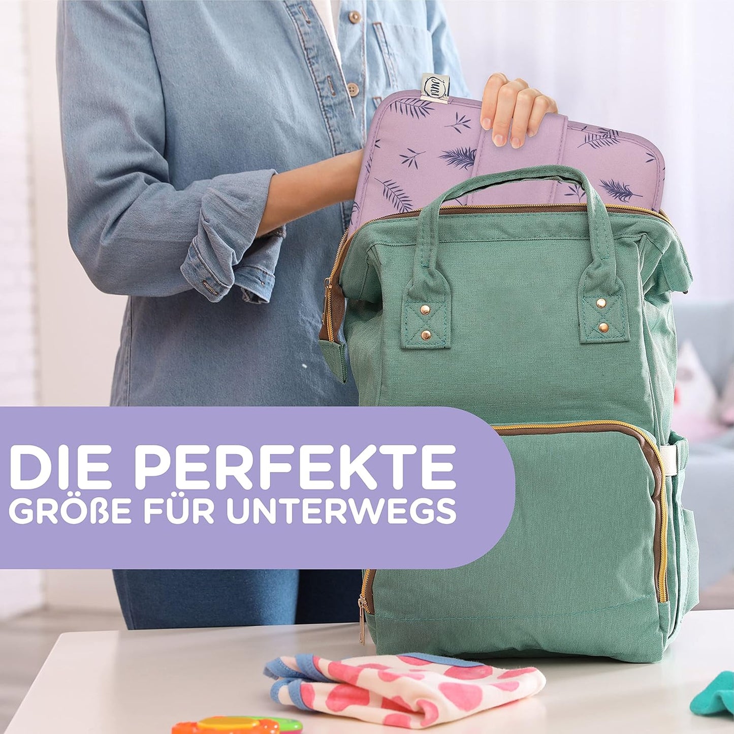 Windeltasche mit Wickelunterlage für unterwegs, Lila
