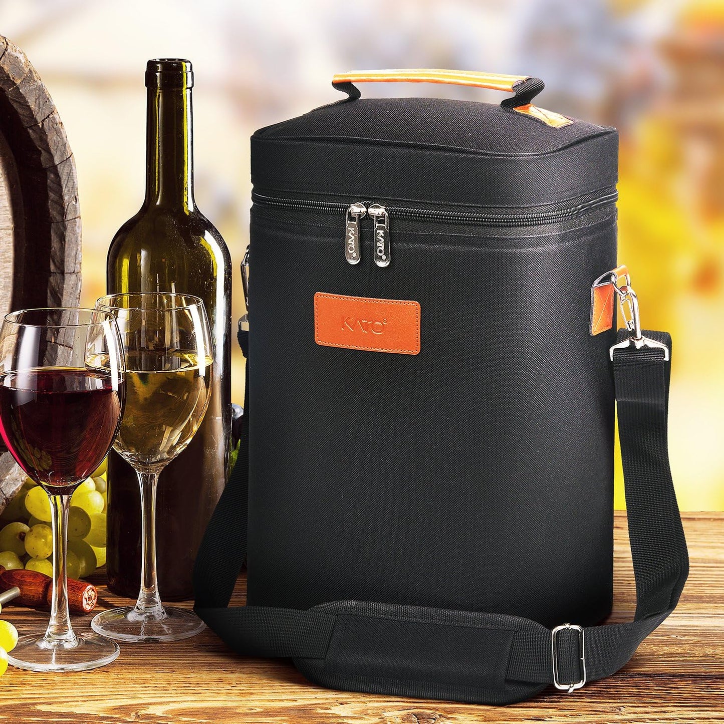 Isolierte Weinkühltasche für 4 Flaschen, Kühlschrank für 4 Flaschen - Schwarz