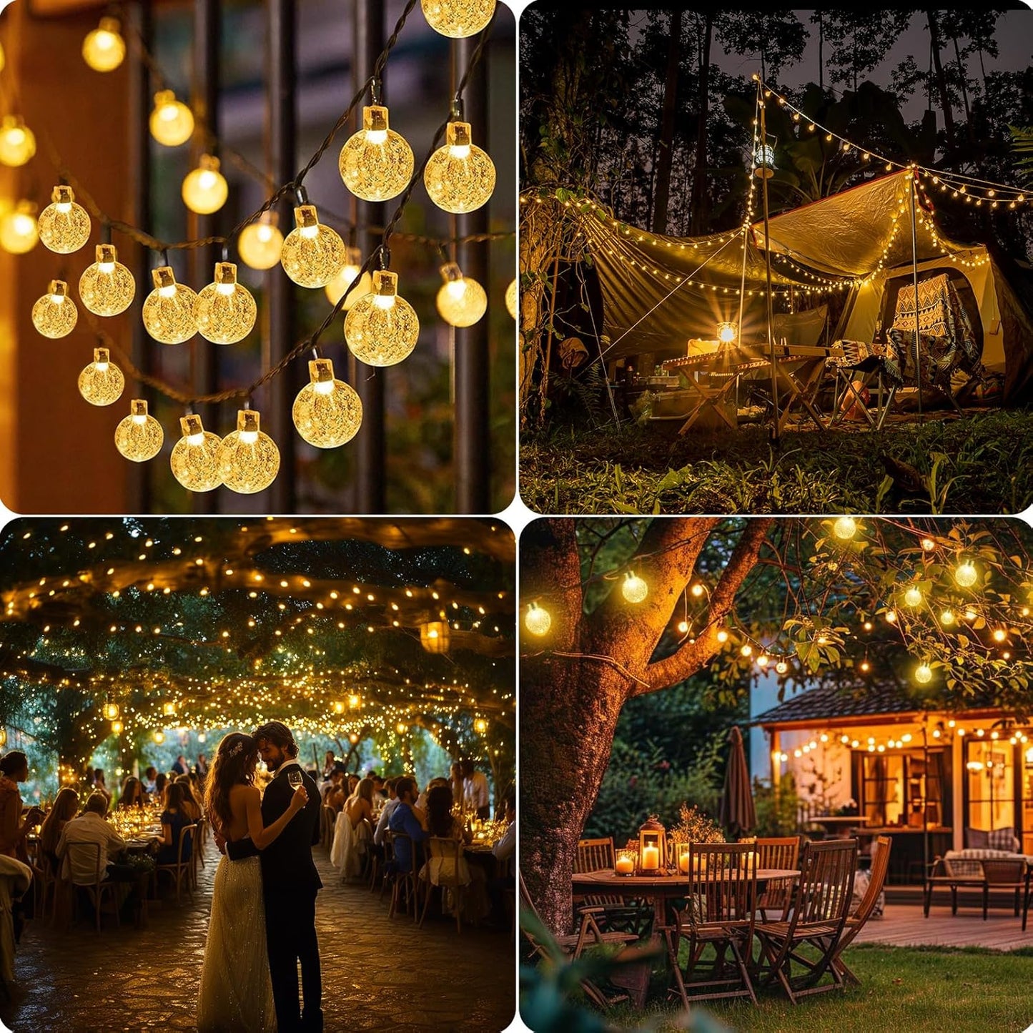 Solarbetriebene LED-Lichterkette für Aussen, Warmweiss 100LED