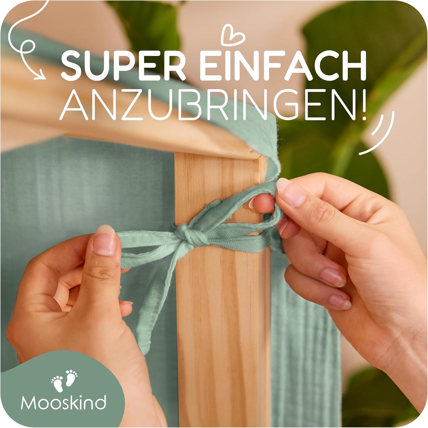 Betthimmel aus Bio-Baumwolle, Eukalyptus H320 x B135 cm (1er Pack)