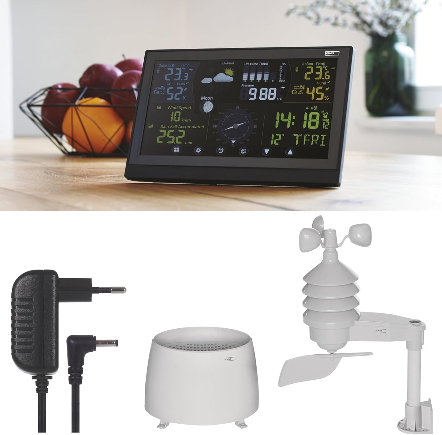 Funk-Wetterstation mit Aussensensor & Touchdisplay