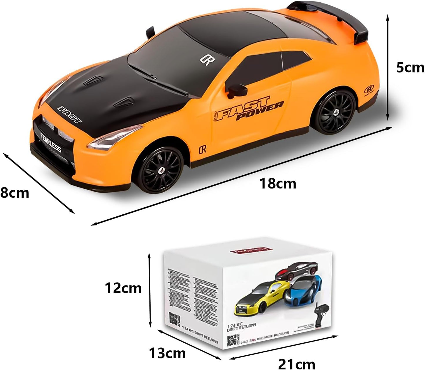 RC Drift Car 1:24 mit 4WD und Scheinwerfern, Gelb