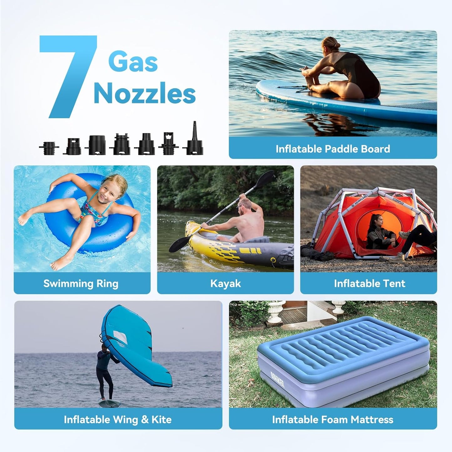 Elektrische SUP Pumpe, Blau