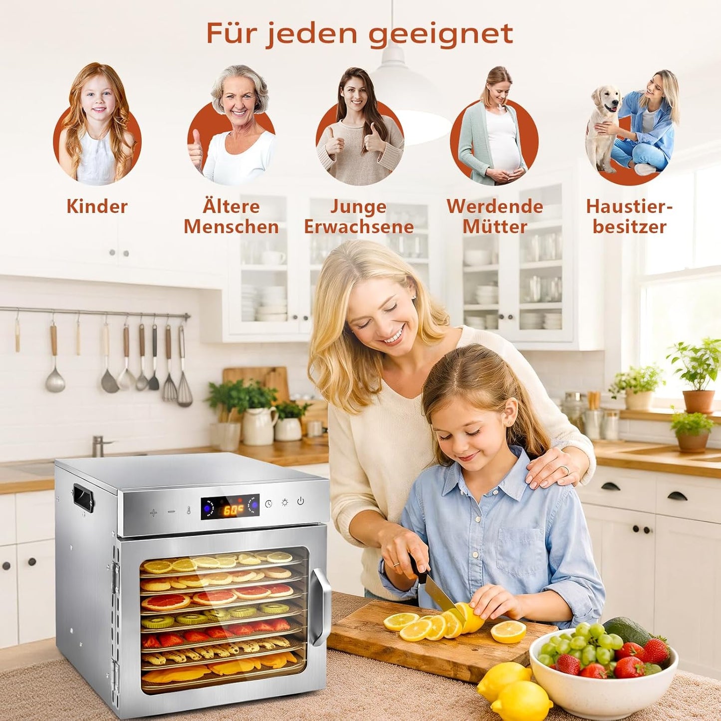 Dörrautomat mit 8 Einschüben und Rezeptbuch