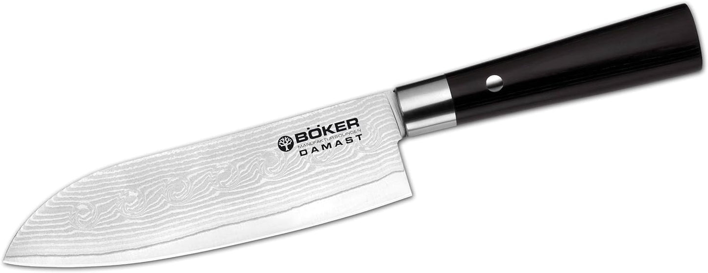 130417DAM Damastmesser, Damast Black Santoku Kochmesser