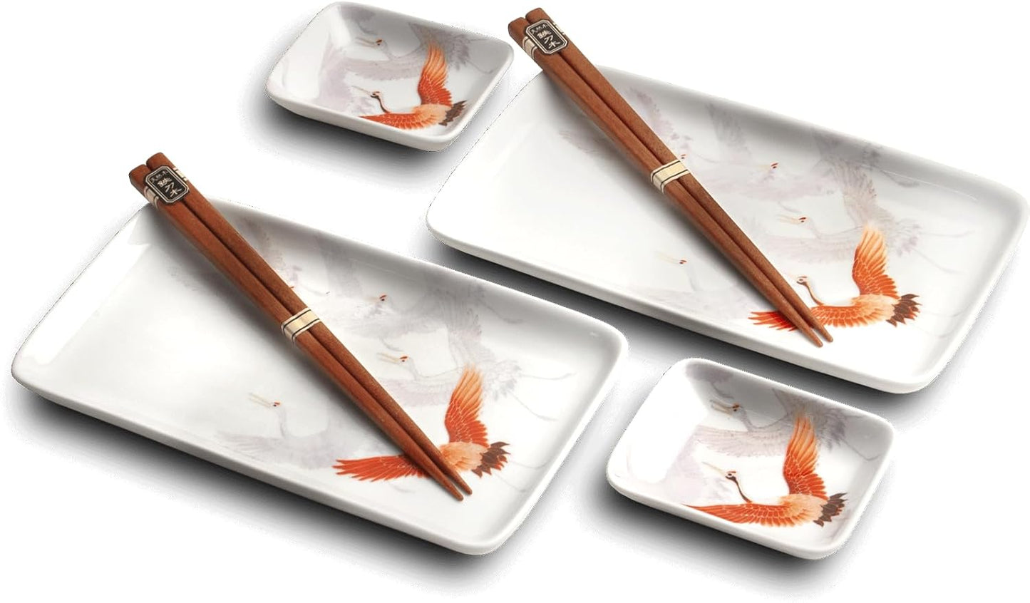 Sushi-Teller-Set für 2 Personen (6-teilig), Kranich