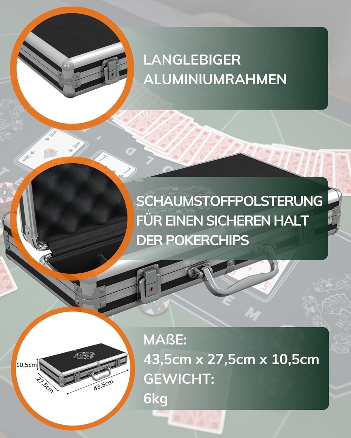 Pokerkoffer Adriana Set mit 300 Chips, 300 Chips