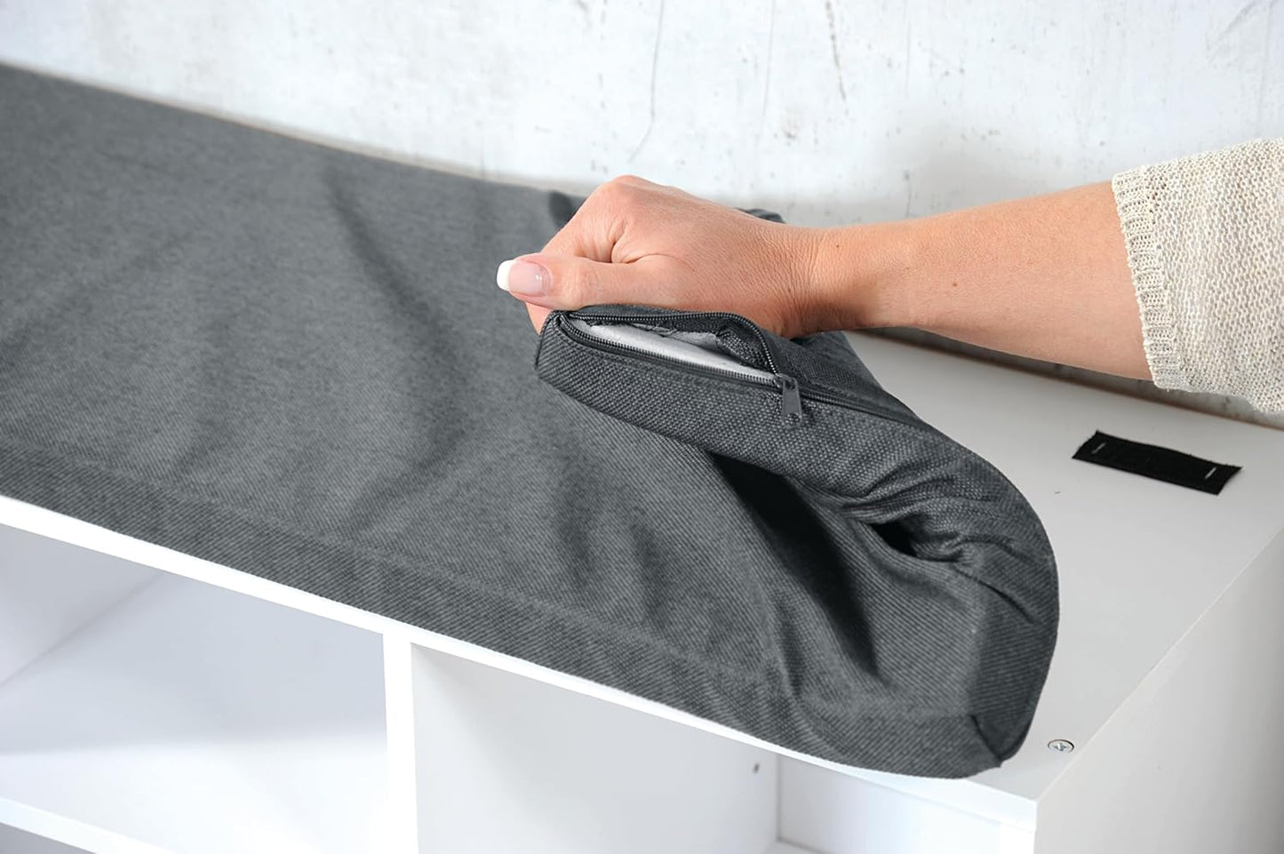 Schuhbank mit Sitzkissen, Weiß
