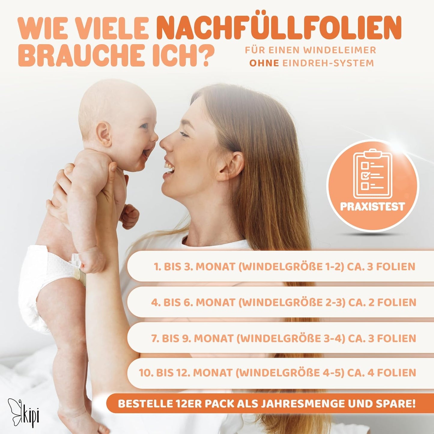 8 x Nachfüllfolie für Windeleimer, 8