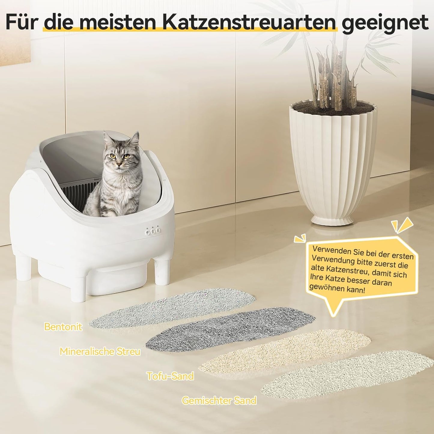 Selbstreinigende Katzenstreu-Box mit App-Steuerung, XXL-3